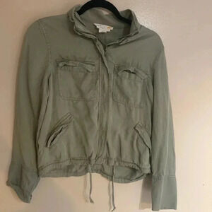 C & C California green zip up lyocell jacket with pockets | size small